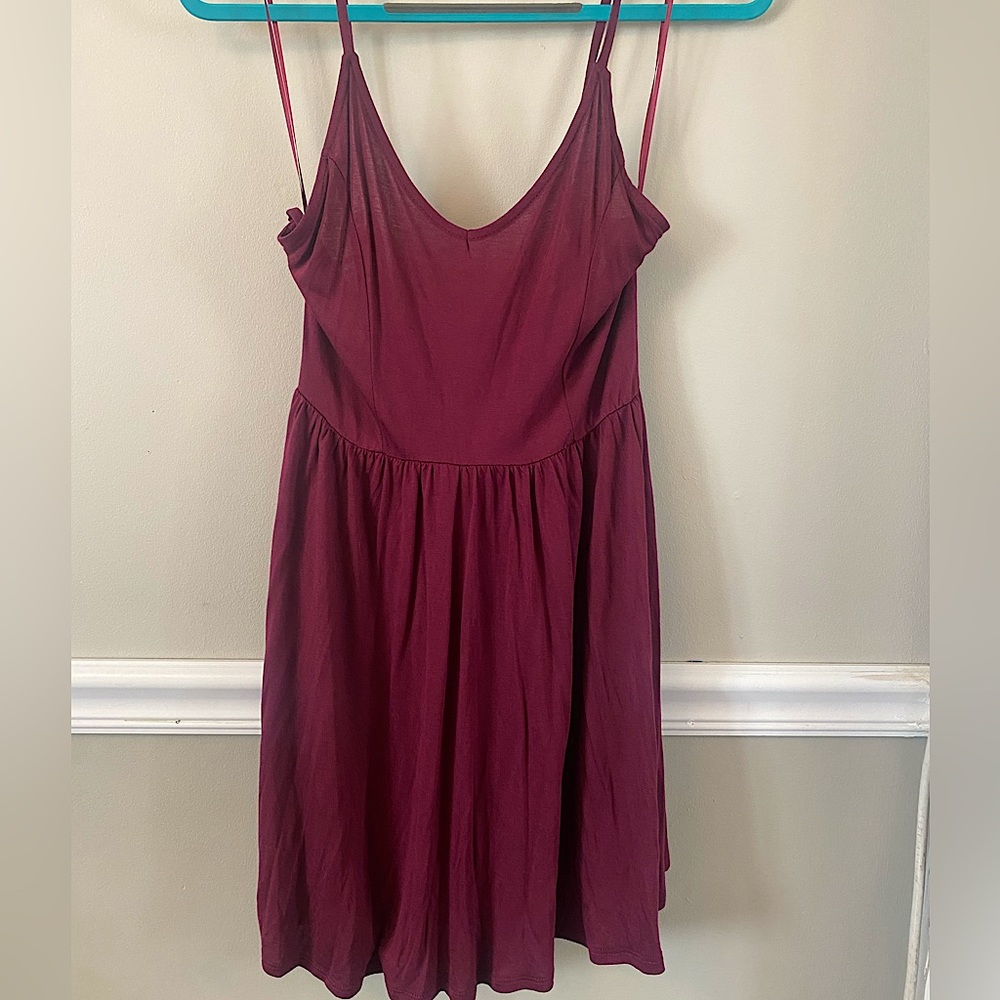 Maroon red cotton dress. Cute summer dress